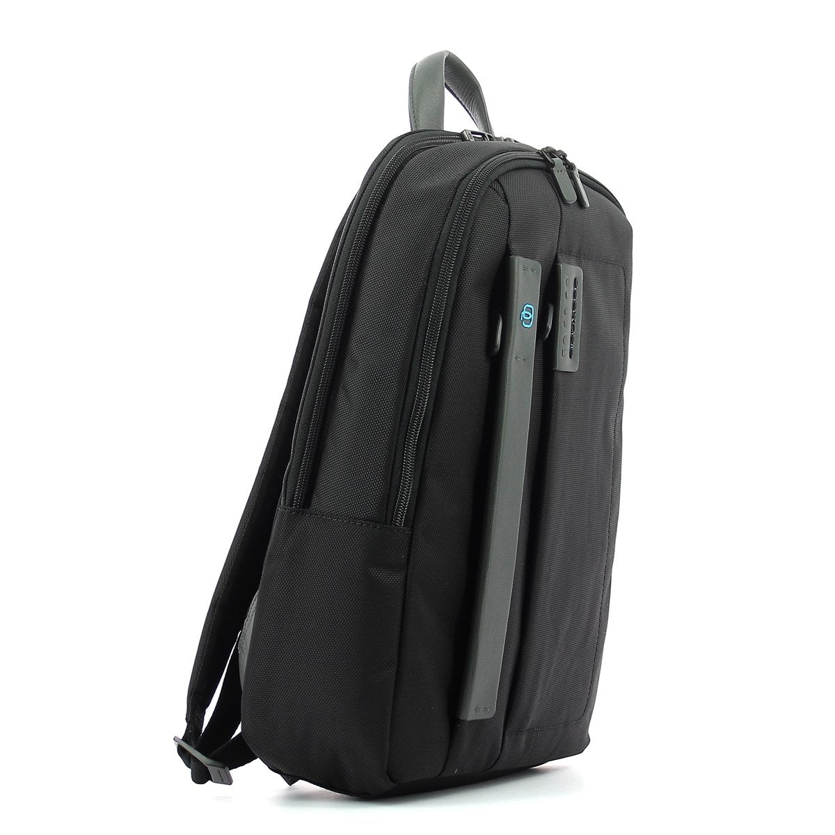 PIQUADRO Unisex Pc 14" Mochila, Negro, 14, Cuero y tela