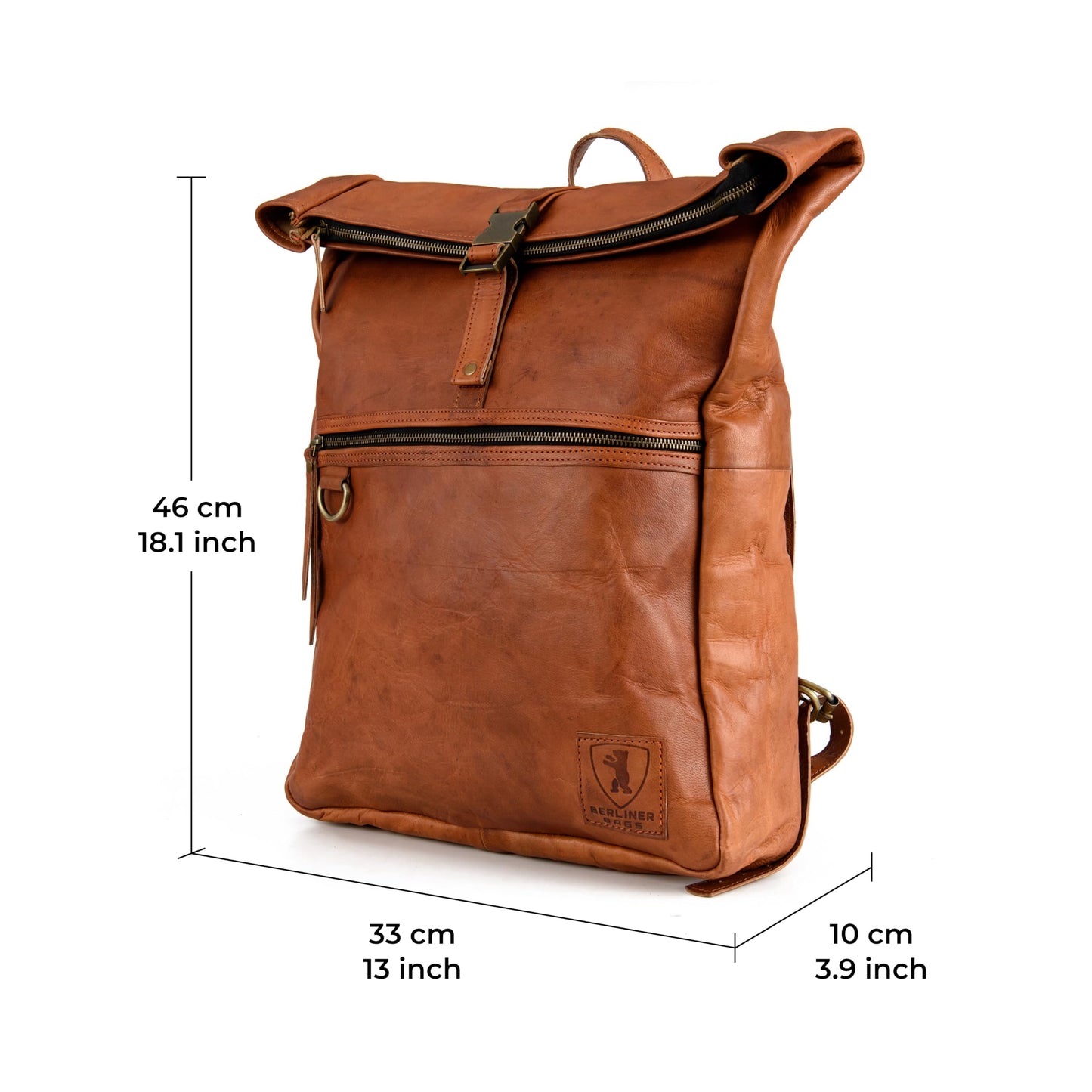 Berliner Bags Mochila de cuero Utrecht Mochila para portátil para hombres y mujeres Marrón Vintage (Marrón XL)