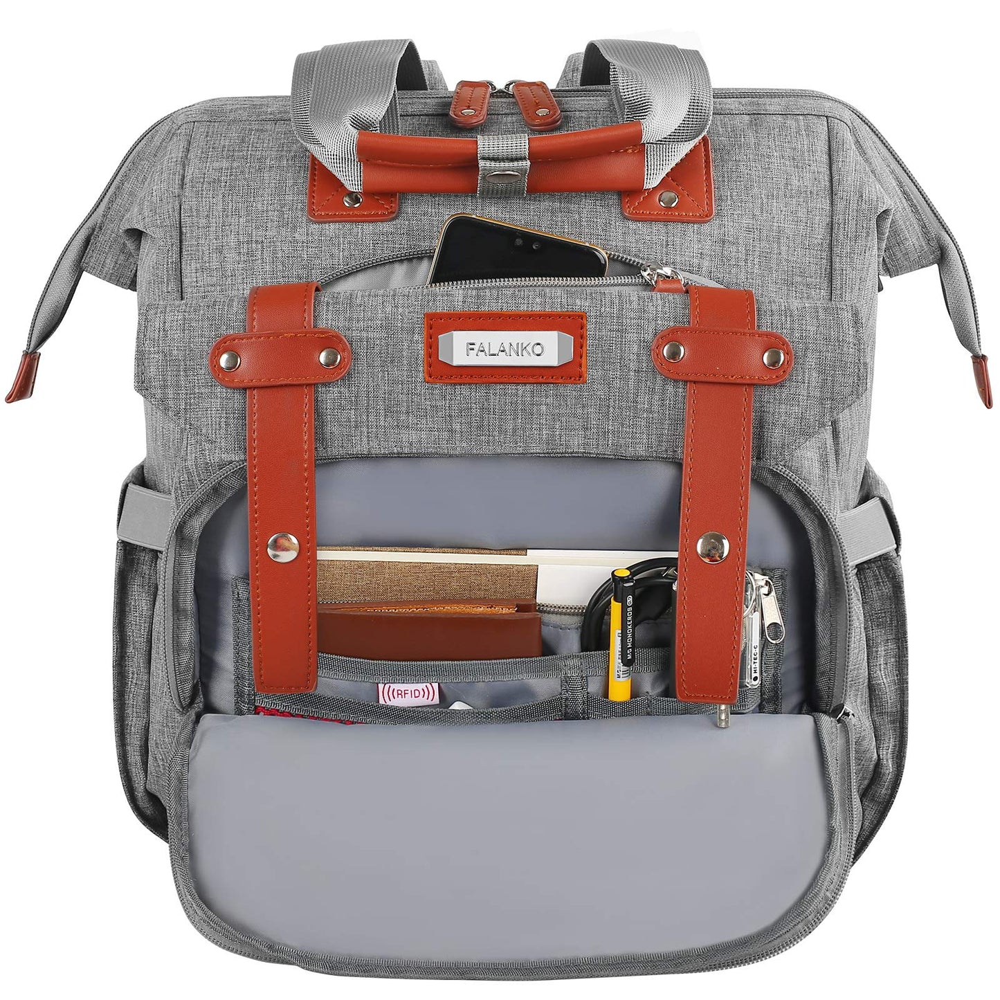 Mochila para laptop para mujer, mochila de computadora de 15.6 pulgadas, bolsa de trabajo para doctor, profesor, bolsa de libros, parte superior ancha, resistente al agua, bolsa de hombro casual con