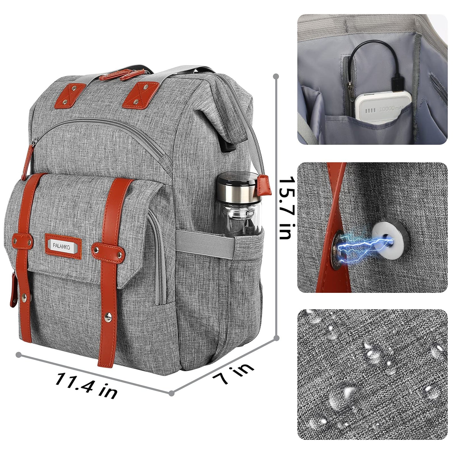 Mochila para laptop para mujer, mochila de computadora de 15.6 pulgadas, bolsa de trabajo para doctor, profesor, bolsa de libros, parte superior ancha, resistente al agua, bolsa de hombro casual con