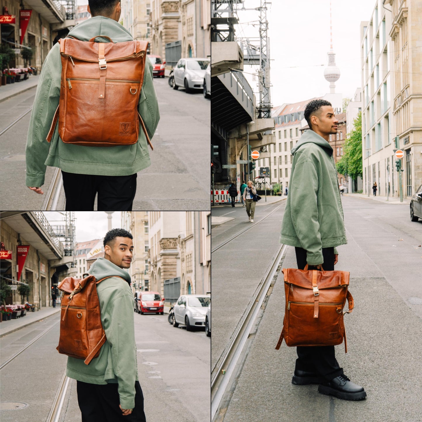 Berliner Bags Mochila de cuero Utrecht Mochila para portátil para hombres y mujeres Marrón Vintage (Marrón XL)