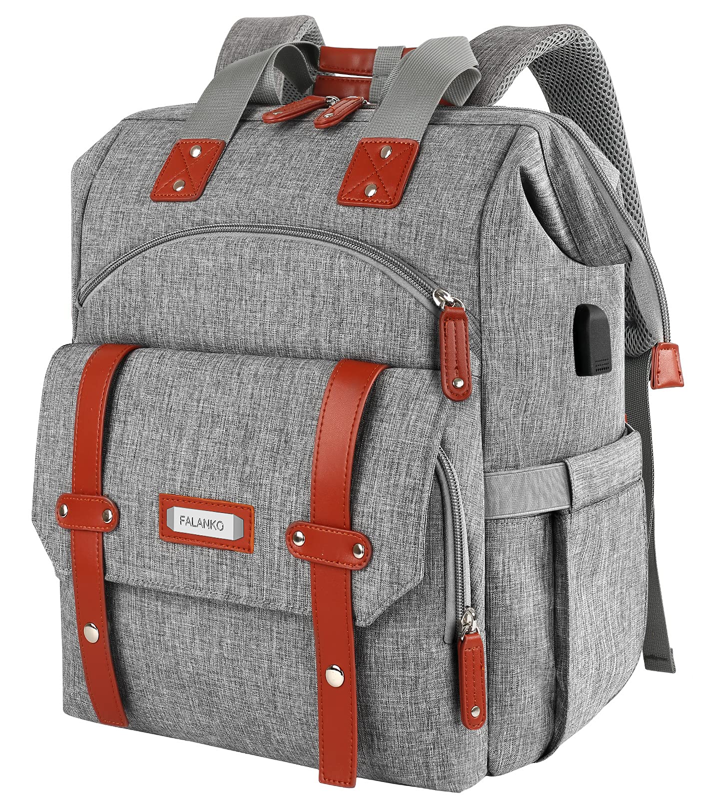 Mochila para laptop para mujer, mochila de computadora de 15.6 pulgadas, bolsa de trabajo para doctor, profesor, bolsa de libros, parte superior ancha, resistente al agua, bolsa de hombro casual con