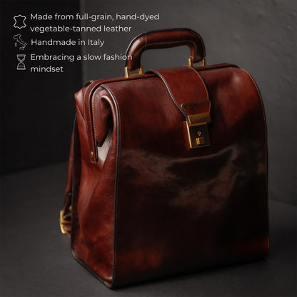 Time Resistance Mochila de Cuero - Mochila de Negocios para Portátiles de hasta 15” - Urbana Estilosa para Hombres y Mujeres - Bolsa de Viaje Unisex de Mano (Marrón)