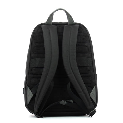 PIQUADRO Unisex Pc 14" Mochila, Negro, 14, Cuero y tela