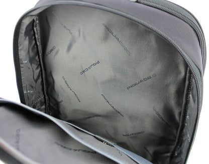 PIQUADRO Unisex Pc 14" Mochila, Negro, 14, Cuero y tela