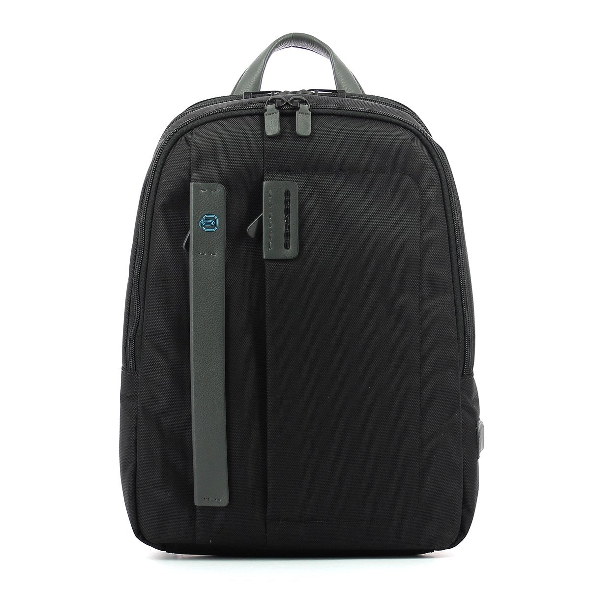 PIQUADRO Unisex Pc 14" Mochila, Negro, 14, Cuero y tela