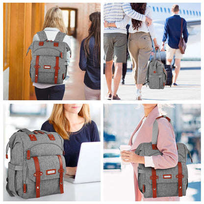 Mochila para laptop para mujer, mochila de computadora de 15.6 pulgadas, bolsa de trabajo para doctor, profesor, bolsa de libros, parte superior ancha, resistente al agua, bolsa de hombro casual con
