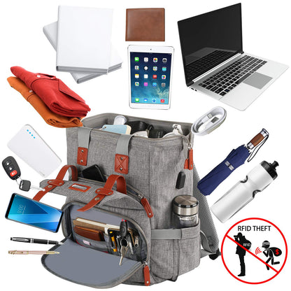 Mochila para laptop para mujer, mochila de computadora de 15.6 pulgadas, bolsa de trabajo para doctor, profesor, bolsa de libros, parte superior ancha, resistente al agua, bolsa de hombro casual con