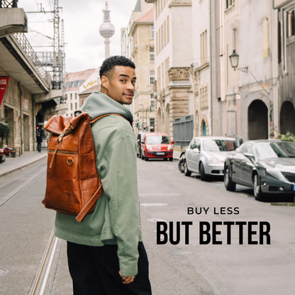 Berliner Bags Mochila de cuero Utrecht Mochila para portátil para hombres y mujeres Marrón Vintage (Marrón XL)