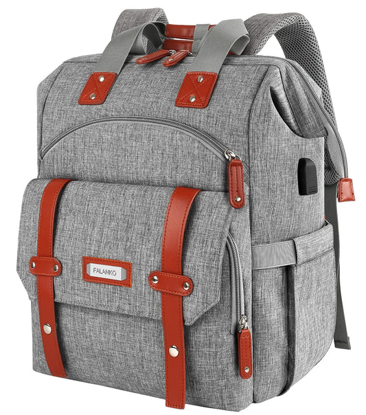 Mochila para laptop para mujer, mochila de computadora de 15.6 pulgadas, bolsa de trabajo para doctor, profesor, bolsa de libros, parte superior ancha, resistente al agua, bolsa de hombro casual con